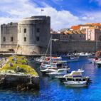 Landmarks of Croatia- splendid Dubrovnik. View with castle and harbor Von Freesurf